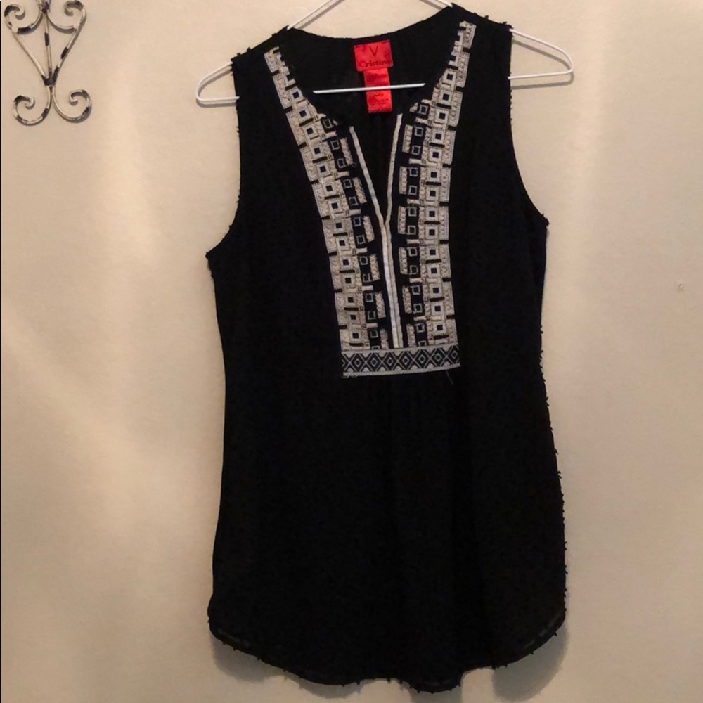 V Cristina Black embroidered tank!